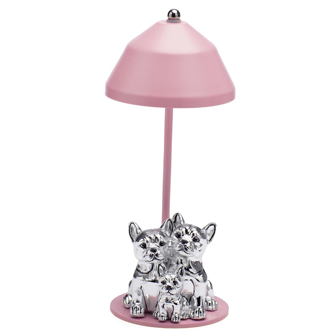 LAMPADA CON CARICA USB E FAMIGLIA BULLDOG - ROSA